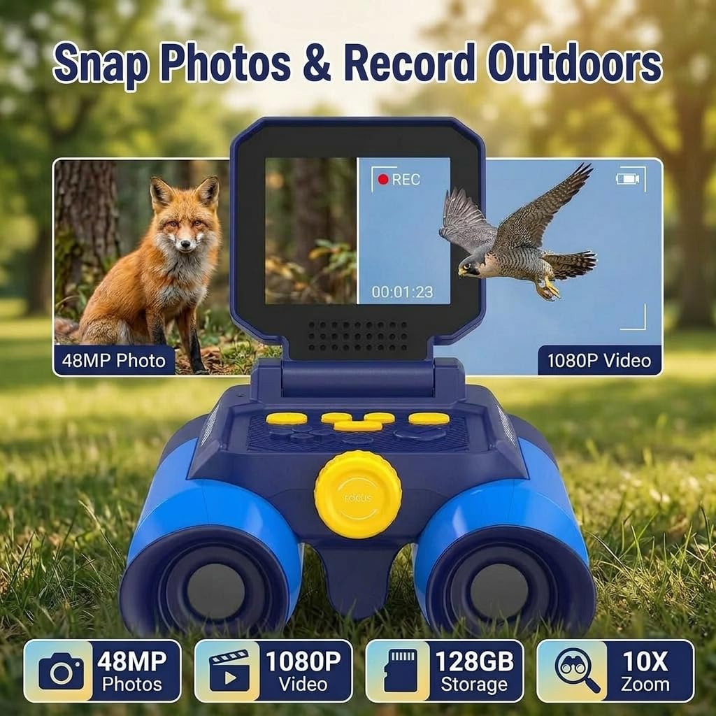 OAEBLLE Nature Exploration Toys, 2.4" IPS Screen Digital Wildlife Camera with Night Vision & 10X Zoom, Kids Outdoor Play Equipment for Children Ages 4-8 8-12, Bird Watching Camping Gifts for Boy Girls - 4