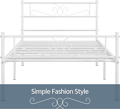 Miniatura 31 de Topeakmart Base de cama clásica de metal de 13 pulgadas con cabecero, base de colchón, plataforma de cama, base de cama con listones, tamaño Negro