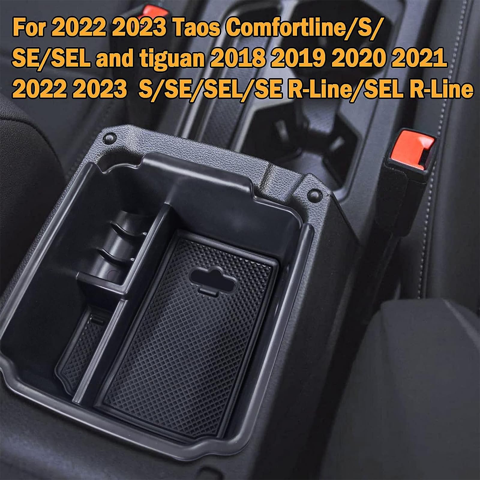 SHAOHAO Compatible Con VW Tiguan MK2 2016-2022 2023 / Seat Tarraco FR Bandeja De La Caja De Almacenamiento Del Reposabrazos Del Coche Consola Central