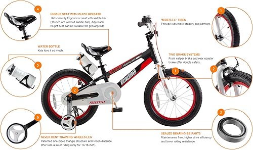 Miniatura 4 de Royalbaby Freestyle - Bicicleta infantil con 2 frenos de mano, 12, 14, 16, 18, 20 pulgadas, para niños y niñas de 3 a 12 años