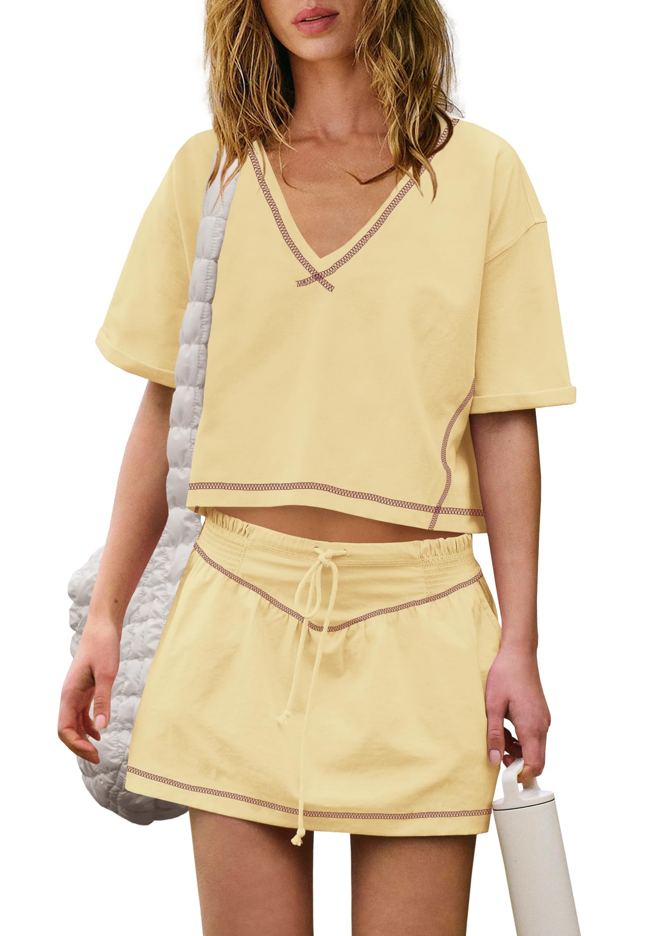 Panadila Womens Workout Set 2 Piece Outfits Skirt Set Matching Sets Crop Tops and Skirt with Shorts Sets with Pockets