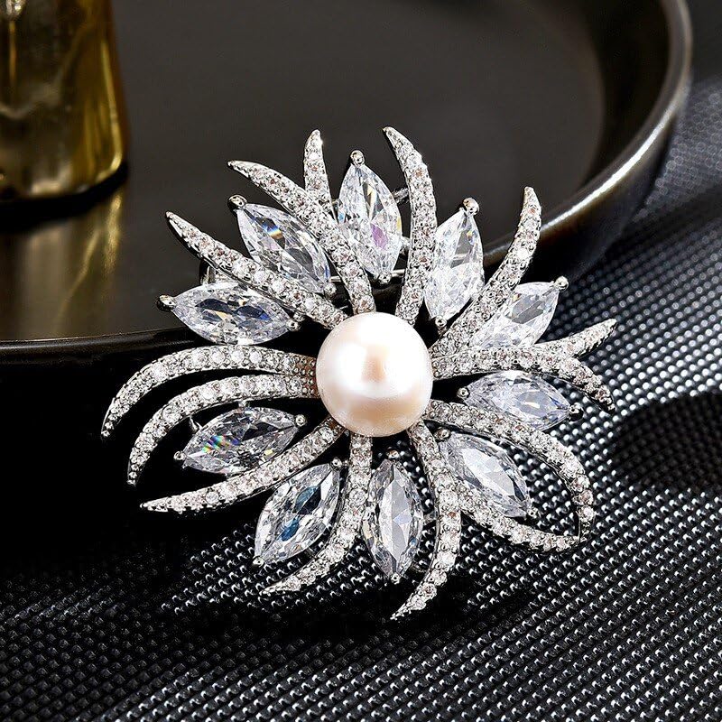 Image of Rhinestone Flower Brooch - Crystal Flower Pin for Women - Valentine's Day & Mother's Day Gift