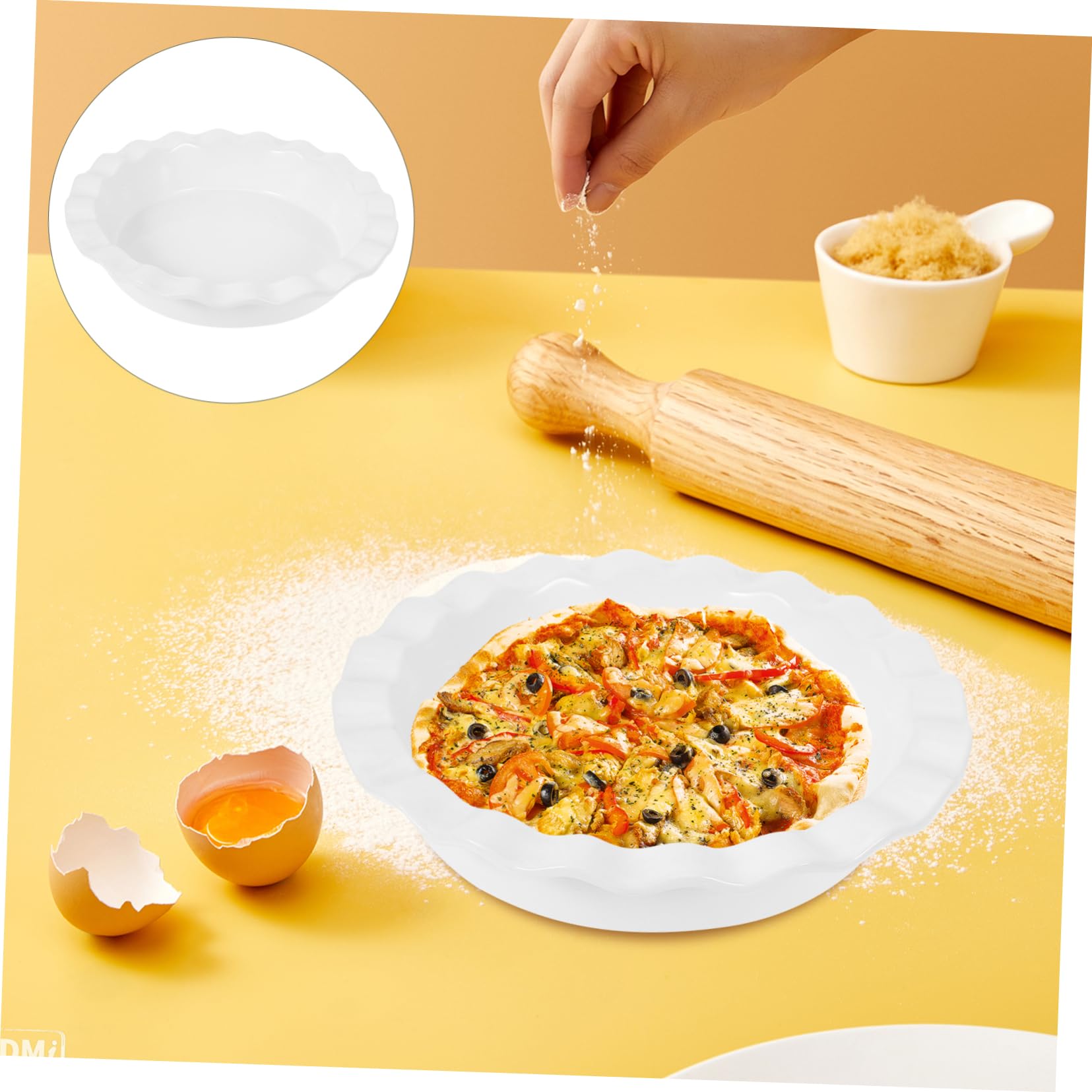 Runde Keramik Kuchenform Weiß Multifunktionale Ofenplatte Backform zum Backen von Torten und Pizza Wiederverwendbares Küchenbackblech für Zuhause