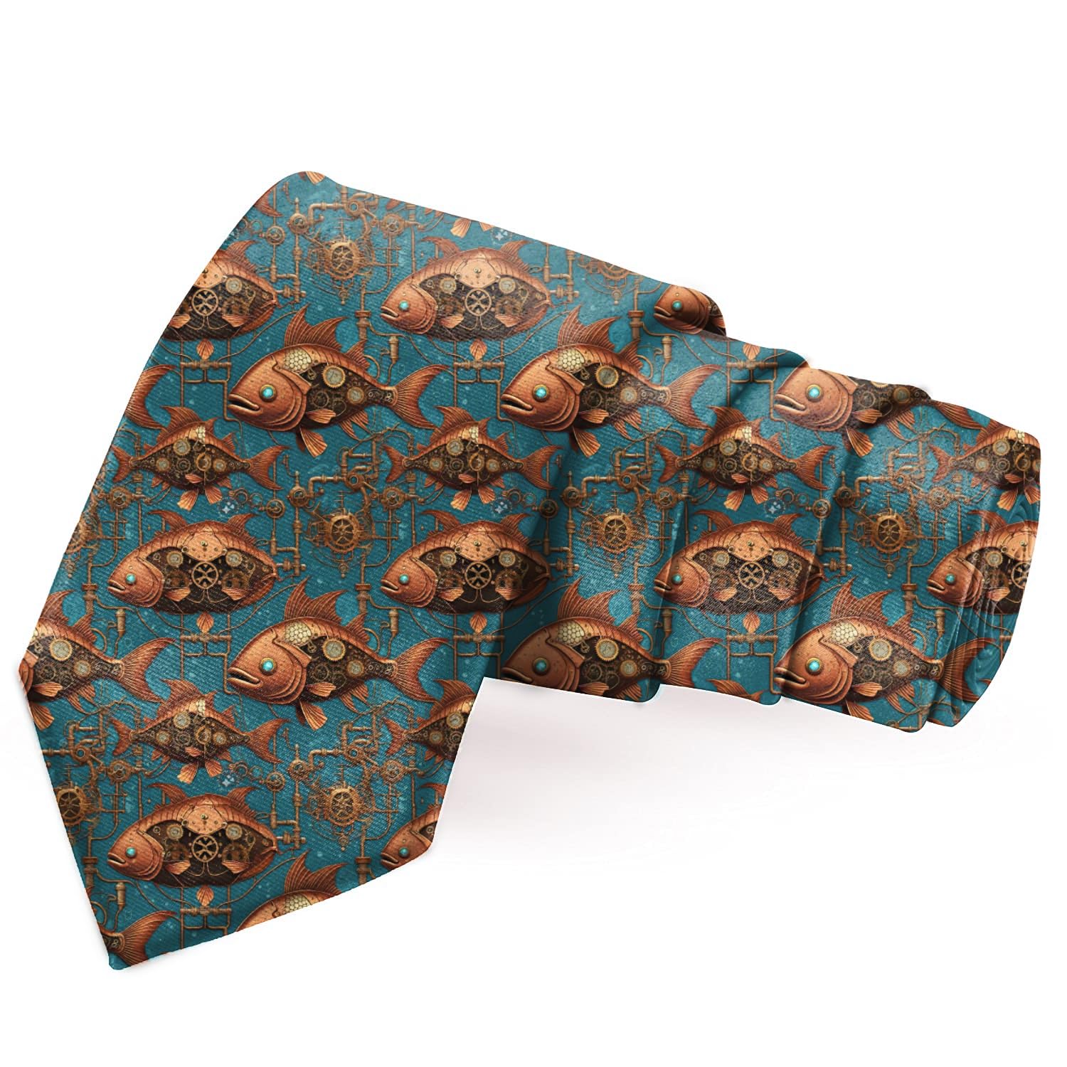 Robotic Fish Printed Necktie for Men-image-3