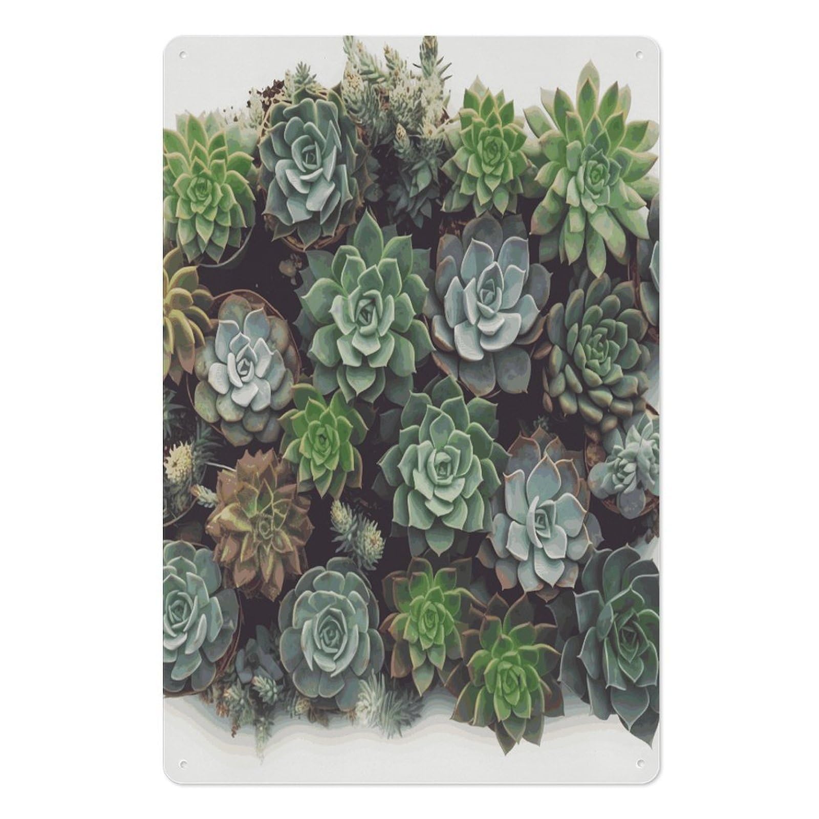 Adfgyerh Style Succulent Plants Tin Sign Hanging Art Prints,Wall Decor For Gifting And Party Decoration 7.9X11.8 Inch,Wall Art For Home Garden Greenhouse Living Room Bedroom Yard