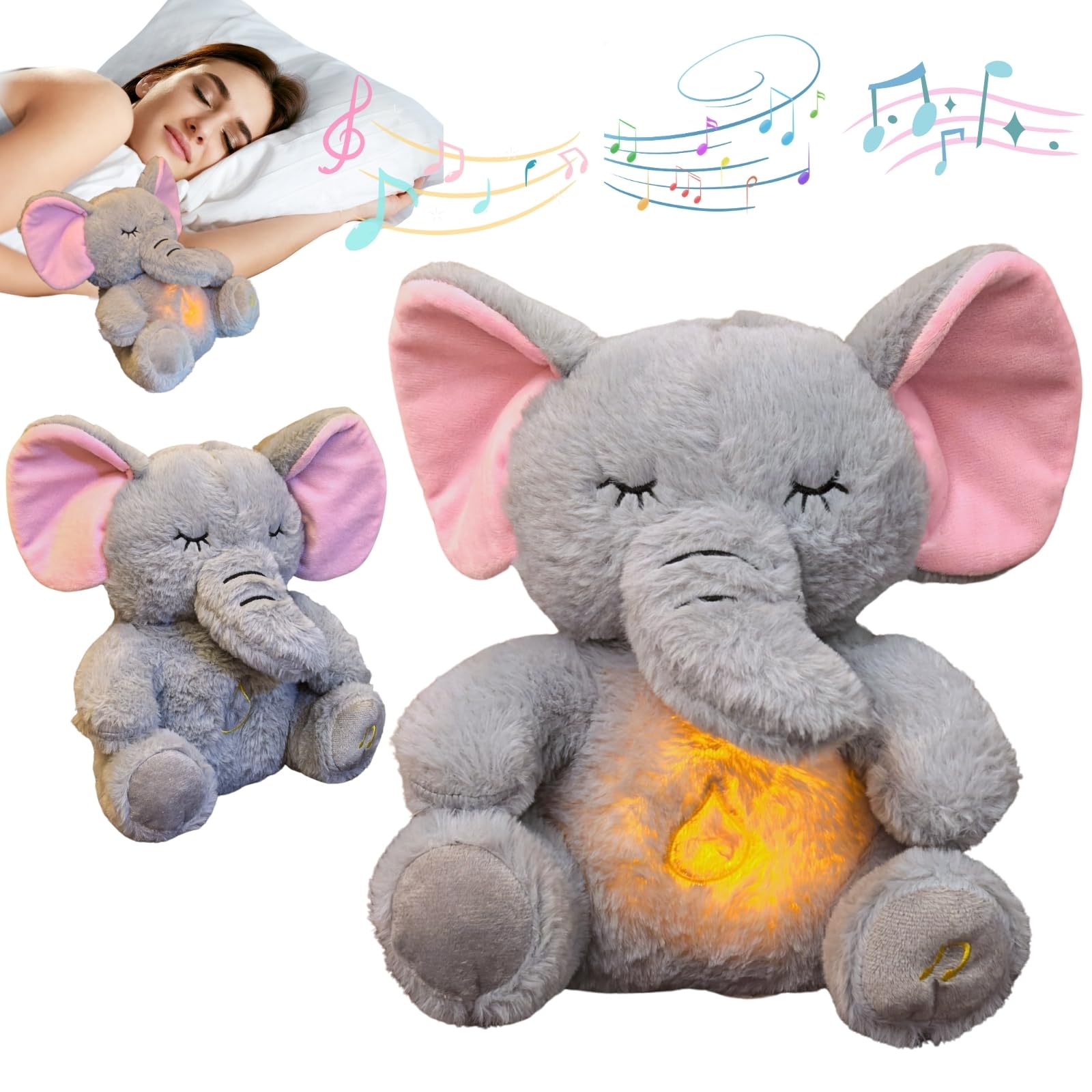 JULI Anxiety Relief Koala Elephant, Breathing Teddy Anxiety Bear with Calming Music, Lights, Sleeping Otter Plush, Soothing Elephant for Adults & Kids, Stress Relief Stuffed Animal