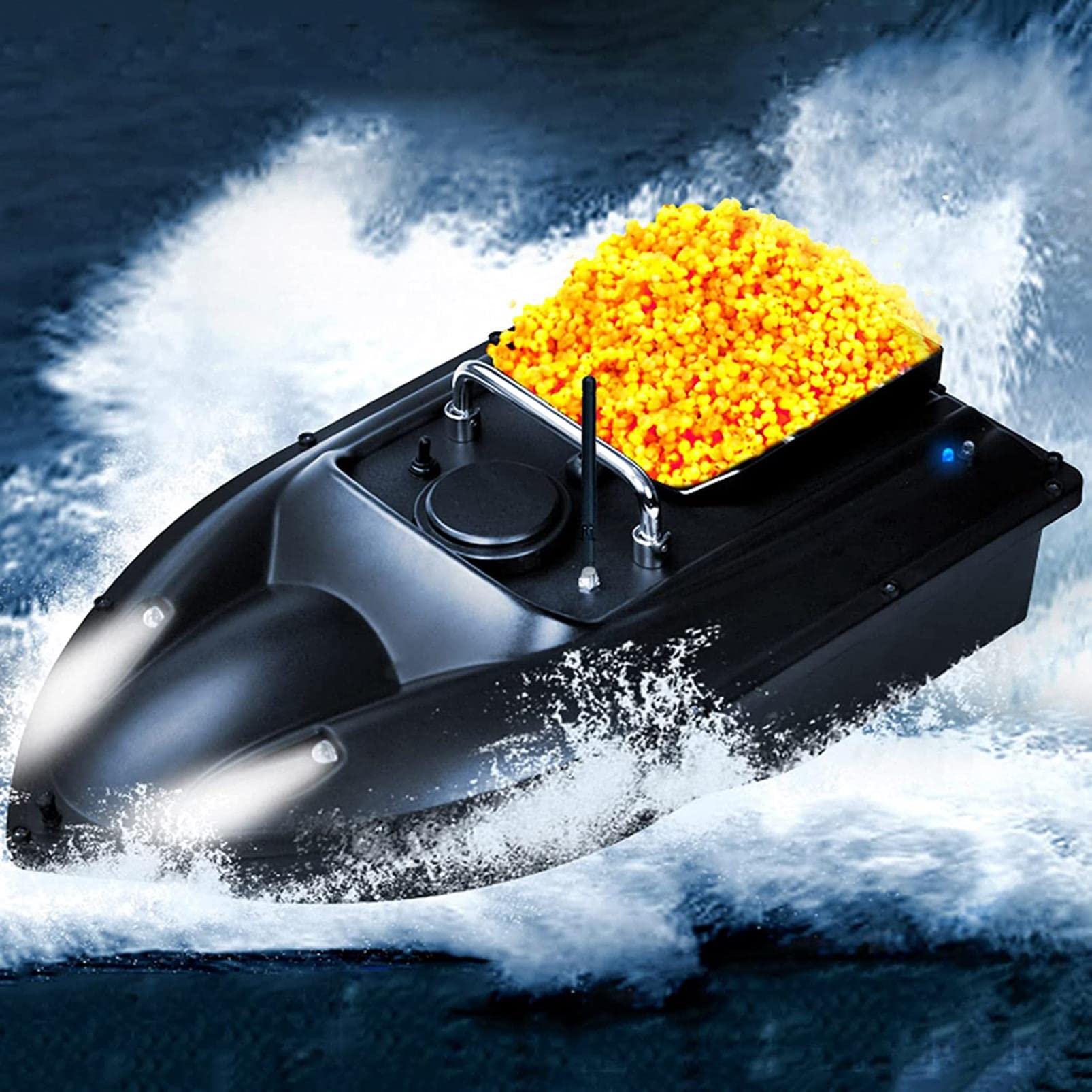 Barco Cebador, RC Barco Teledirigido de Pesca 500m de Distancia GPS Control Remoto con Motor y Batería de 9600mAh para Ríos y Lagos, Barco de Cebo Inteligente con Bolso de Almacenamiento