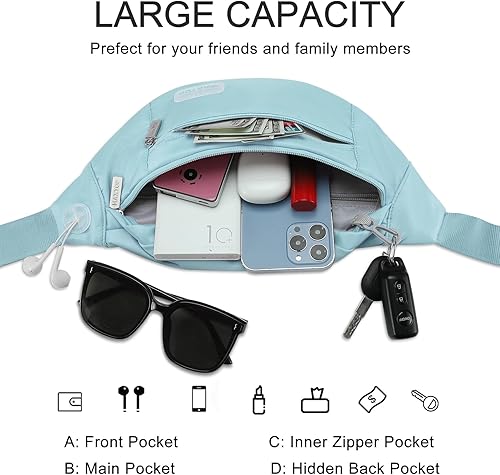 Miniatura 284 de MAXTOP - Cangurera cruzada grande con 4 bolsillos con cremallera, ideal para eventos deportivos, festivales, entrenamiento, viajes, correr y uso