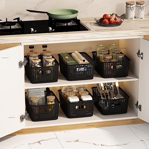 Miniatura 6 de Cesta de almacenamiento con tapas (negro, paquete de 10)