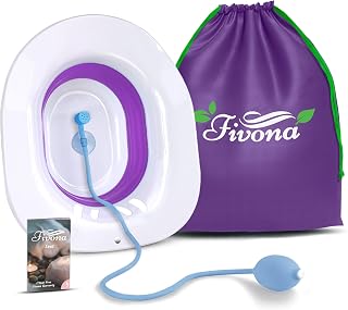 Sitz Bath for Hemorrhoids Relief, Foldable Basin for Toilet Seat, Ideal for Essential Postpartum Care, Perineal Soaking & Hygiene, Includes Hand Flusher with Sprayer, Yoni Steam Tub by Fivona