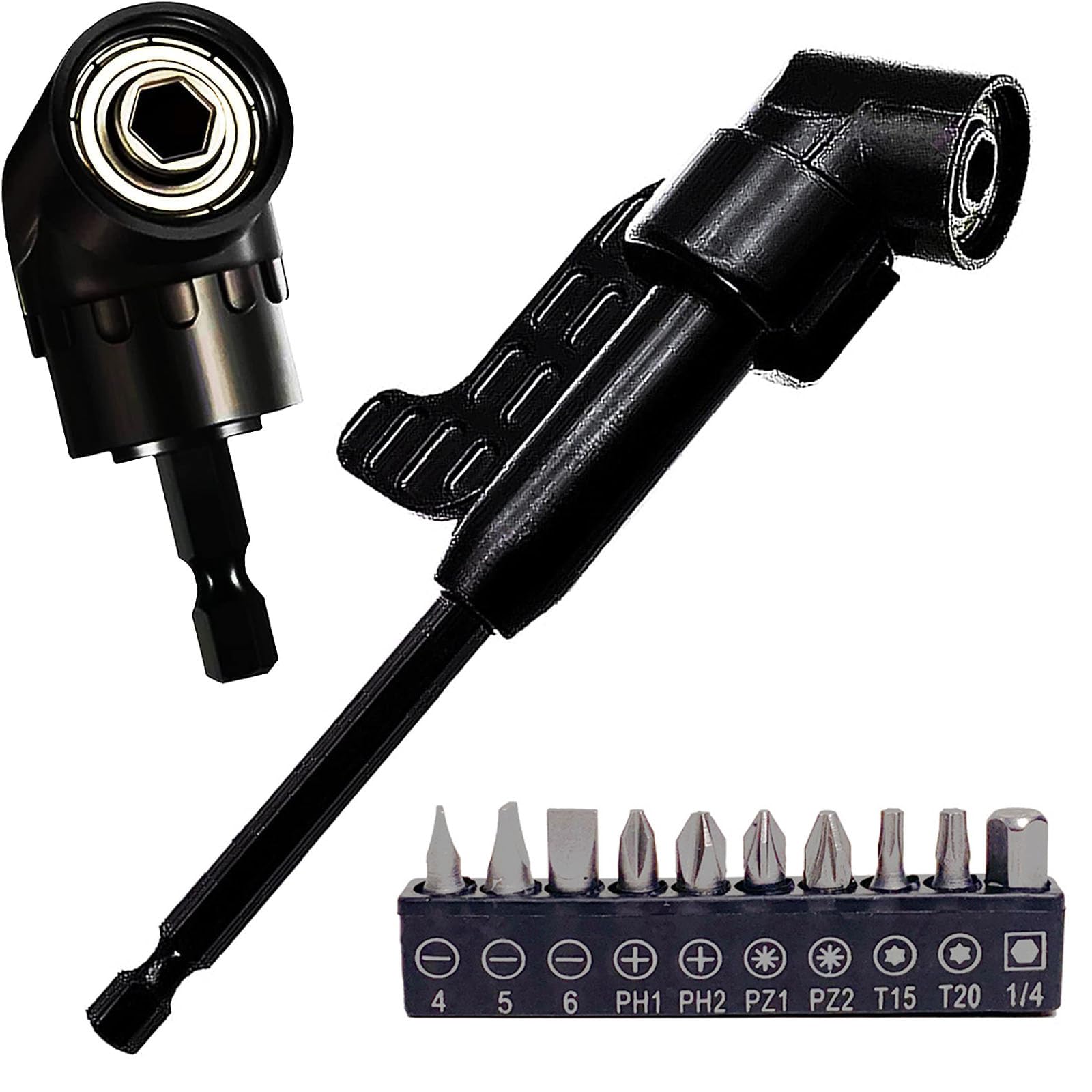 2 Pcs Right Angle Drill, 105 Degree Right Angle Drill Driver, with 10 ...