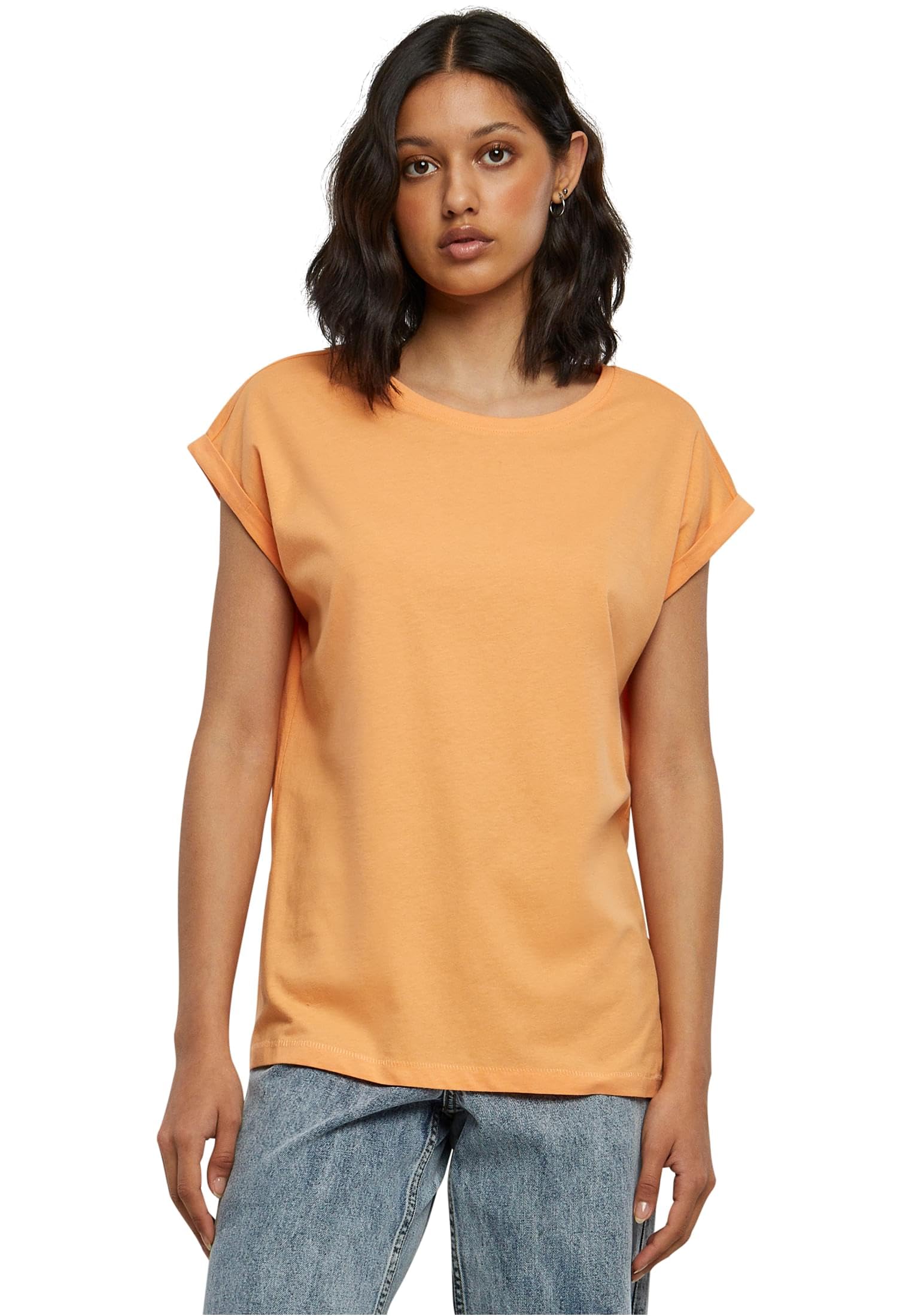 Urban Classics Women's Ladies Extended Shoulder Tee T-Shirt, Papaya, XXXXL
