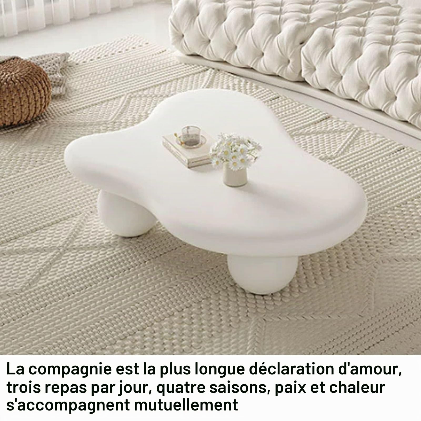 Moderna mesa de centro irregular de dibujos animados, diseño minimalista de tres patas de nube para sala de estar, muebles de interior elegantes, perfectos para niños y adultos
