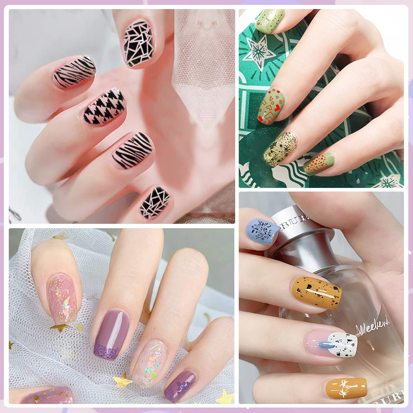 Biutee Nail Stamping Set 12pcs Plantillas Estampacion Uñas 8 Colores 8ml Gel Polish con Tampón Rascador