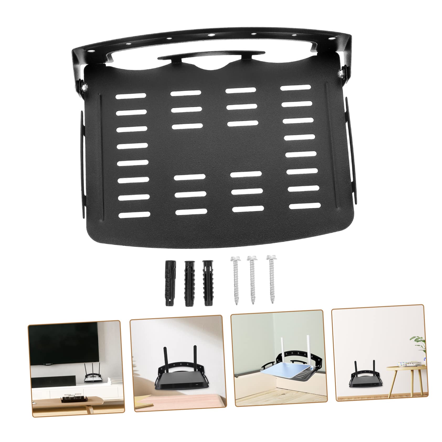 Alipis Support de Routeur Mural Pliable en Acier Laminé à Froid Noir | Étagère Flottante, Résistance à L’usure, Rangement pour Appartement et Chambre