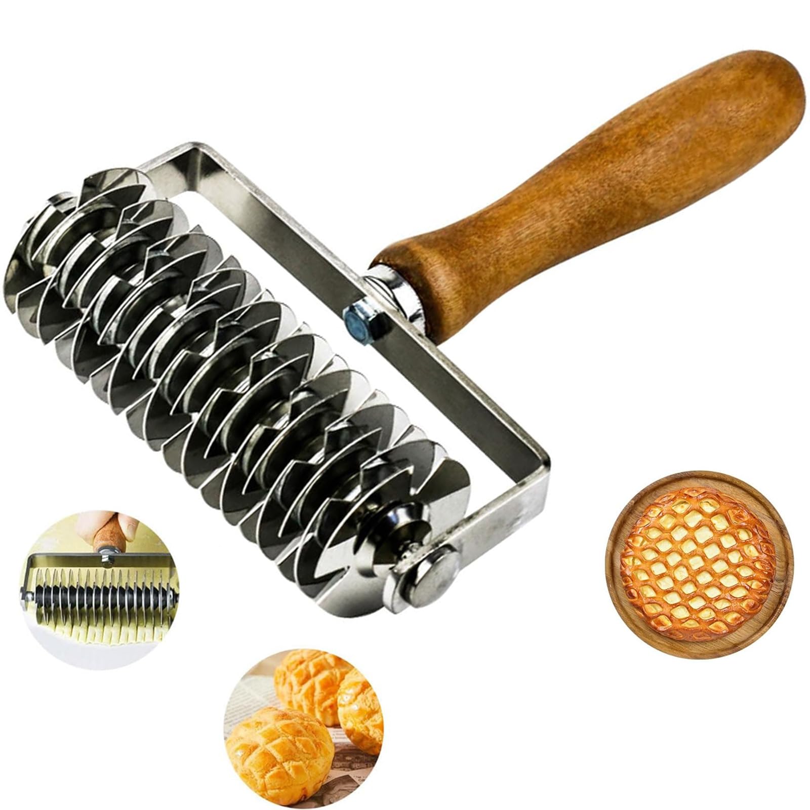 ExcellaElite Lattice Pastry Cutter Roller, Stainless Steel, Suitable for Bread/Pastry Crust Home Baking, Multicolour