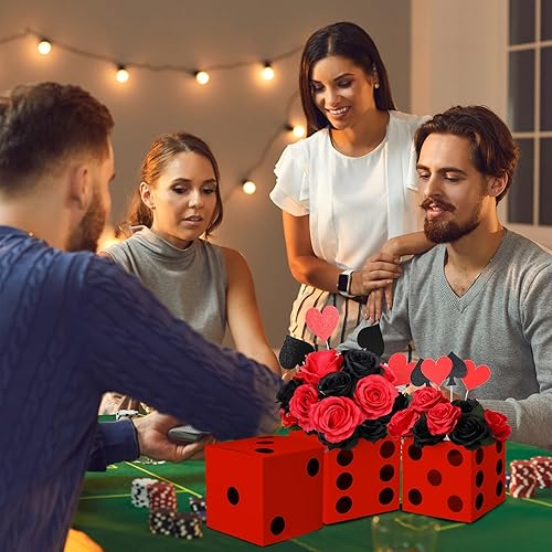 Miniatura 6 de 6 cajas de regalo de dados a granel de 7 x 7 x 7 pulgadas, suministros de cumpleaños para fiestas temáticas de casino, decoración de dados