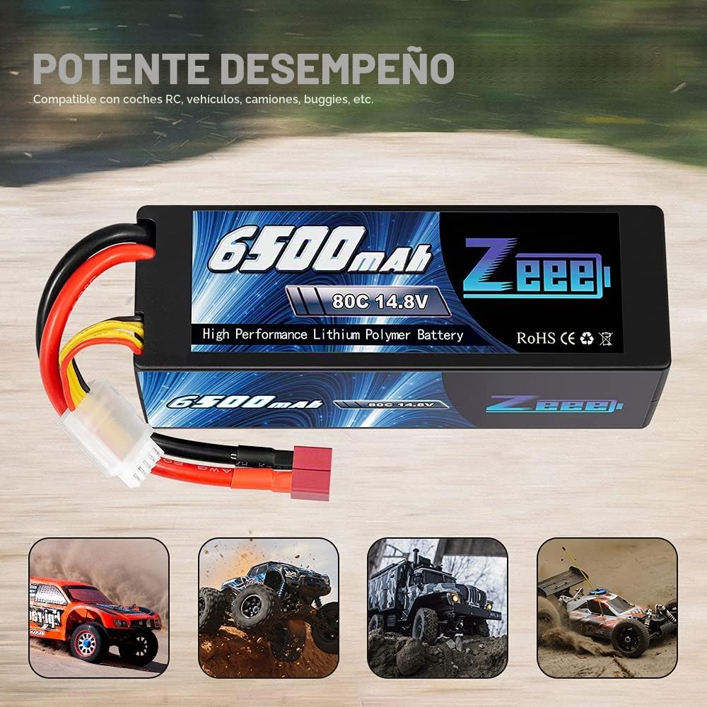 Zeee 4S Lipo 14.8V 80C 6500mAh RC Batería Hardcase con Conector T