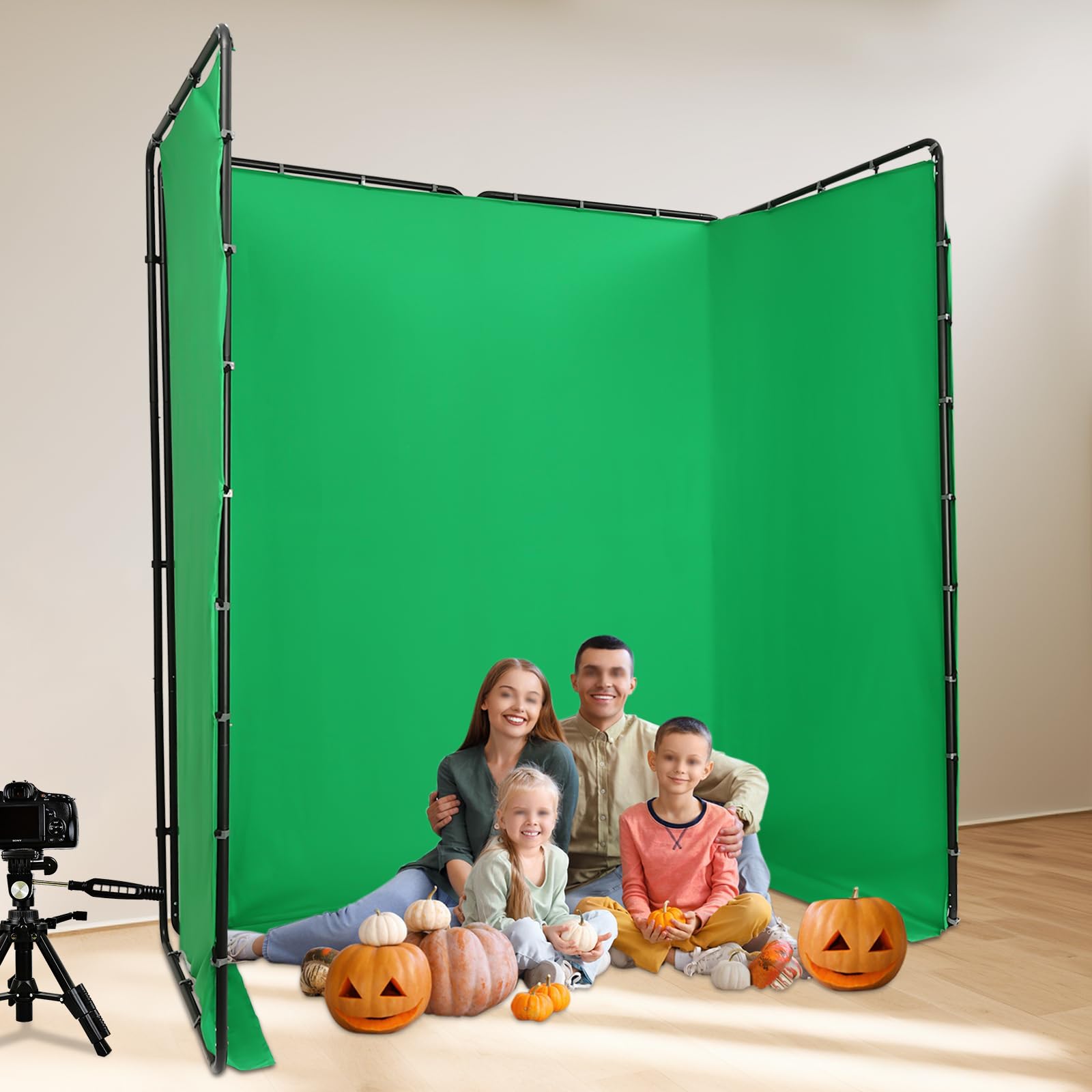 Carta da parati Verde 4 m x 2,4 m per la Fotografia, Sfondo Verde Chromakey Portatile con Supporto Sistema di Supporto di Sfondo Fotografico per Fotoshoot, Game Live Steaming