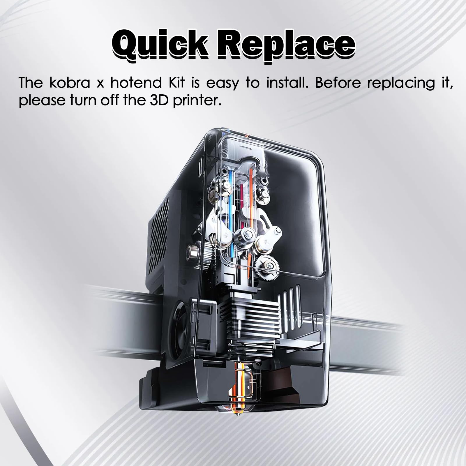 Kobra X 0.4MM Hotend Heizungsbaugruppe Kit Hot End Extruder Druckkopf | Kühlkörper Zirkonoxidkeramik Dehnungsmessstreifen für Anycubic 3D-Drucker mit 3 Gehärtetes Stahldüse & 1 Silikonhülle