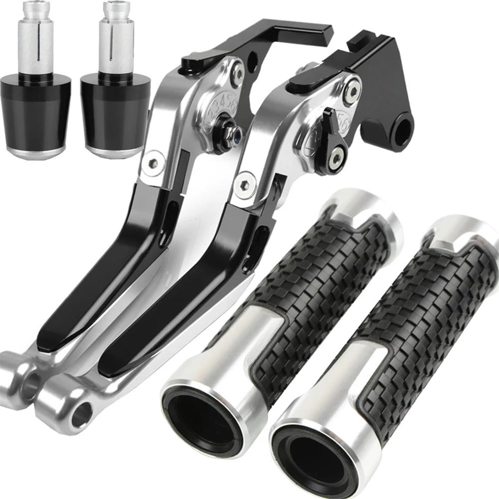 VTAIEX Motorbike Accessories Motorcycle Clutch Brake Levers Handlebar Grips Ends for Ducati MULTISTRADA 1200 1200S 1200GT 2010 2011 2012 2013 2014 2015 2016(Silver)