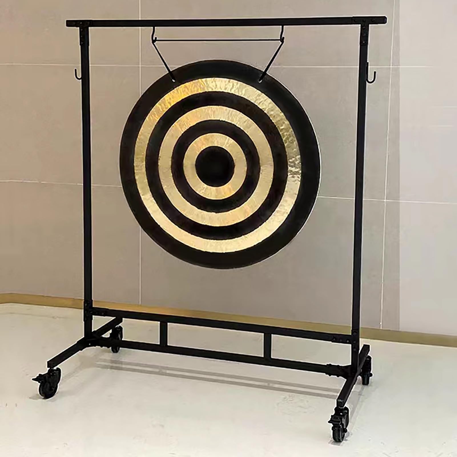 Soporte para gong con ganchos y polea de freno, soporte resistente para campanillas de viento para estudio o uso doméstico, fácil de montar