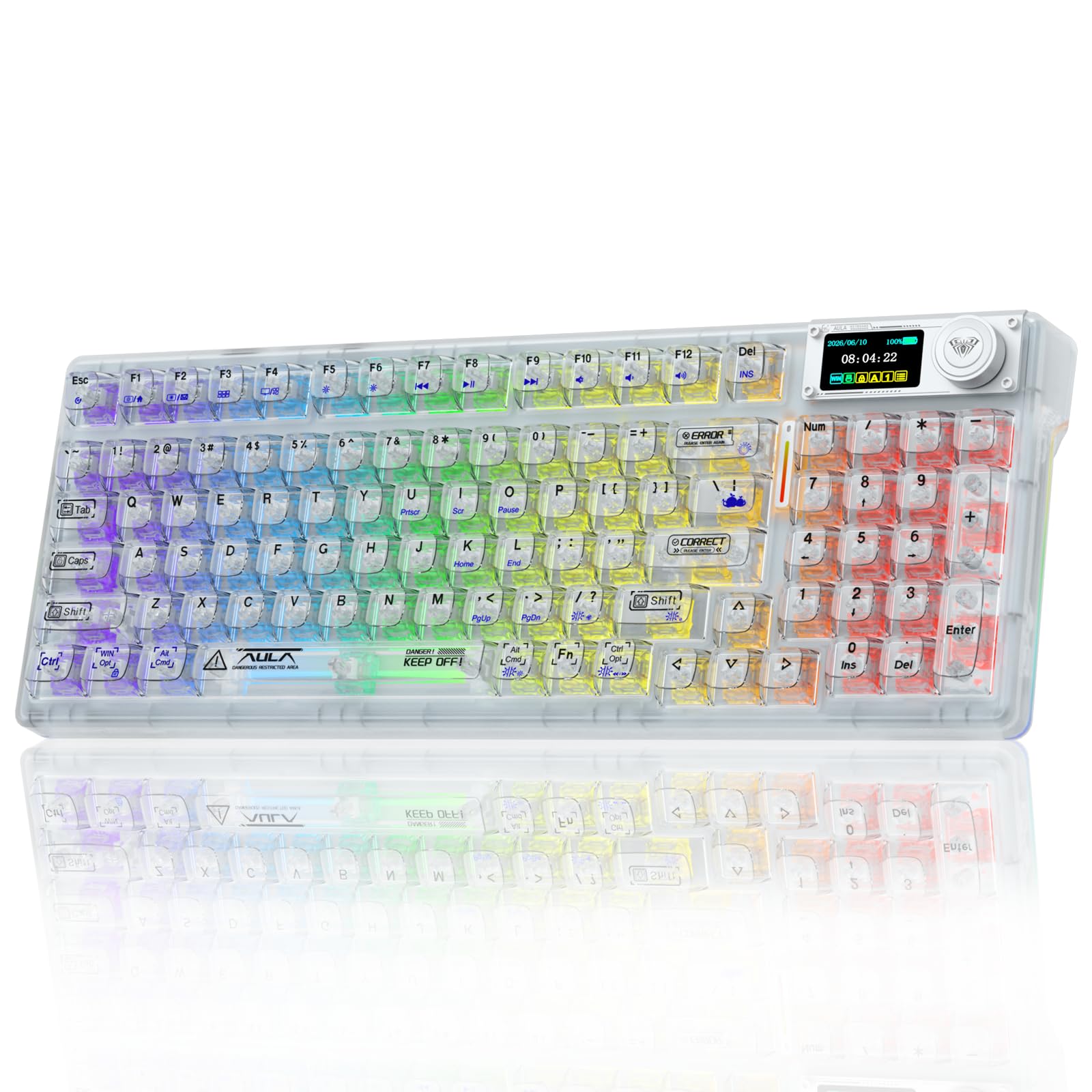AULA F98Pro RGBクリアキーボード USB接続 Amazon.com: AULA F98 Pro Wireless Mechanical Keyboard with