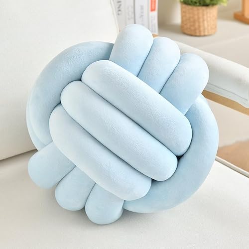 LUSJNGE Bola de almohada decorativa con nudo para el hogar, silla, sofá, cama, cojín estético redondo de terciopelo anudado (11 pulgadas)