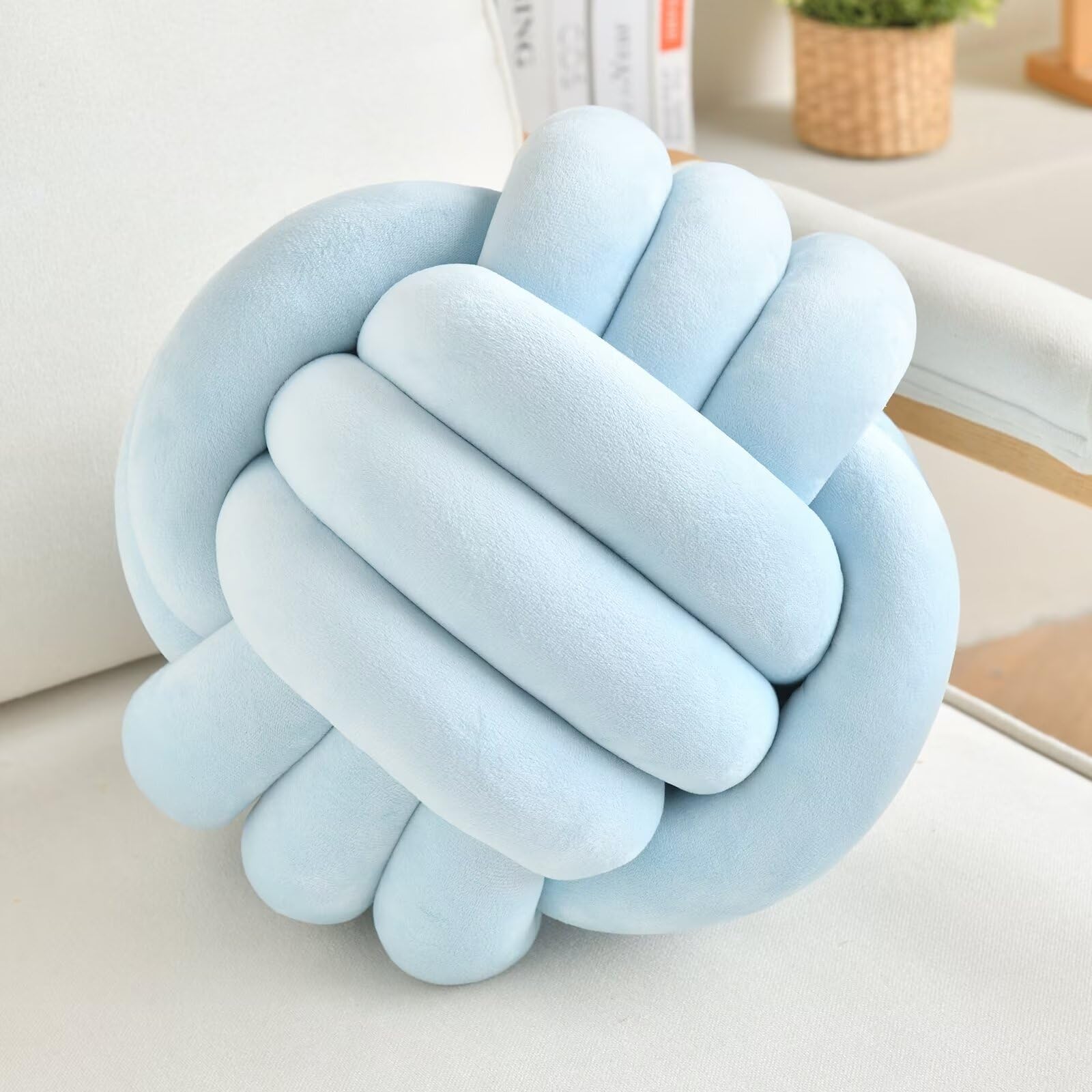 LUSJNGE Decorative Throw Knot Pillow Ball for Home Chair Sofa Couch Bed Aesthetic Round Velvet Knotted Pillow Cushion
