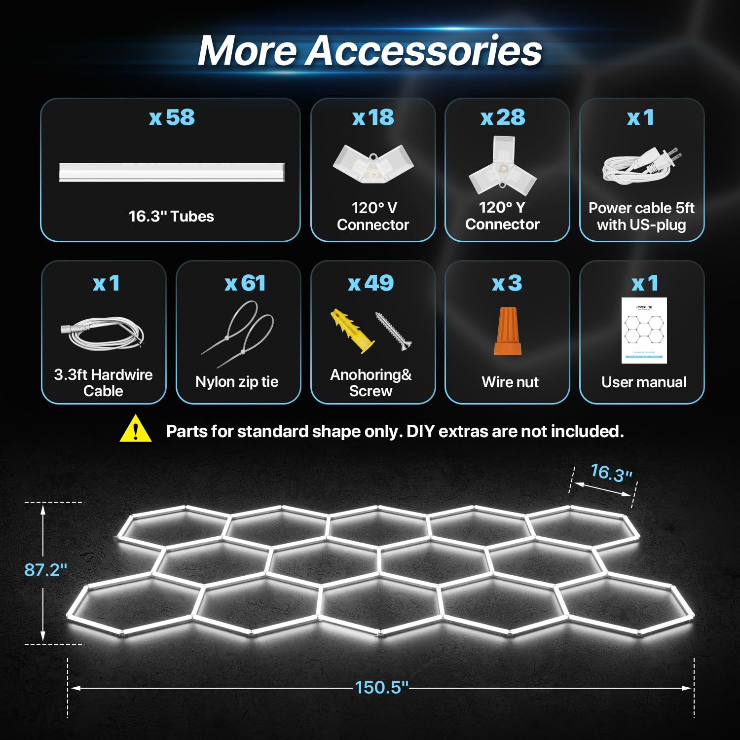 HYPERLITE Gen 2 Hexagon Garage LED Light, Upgraded 3 Level