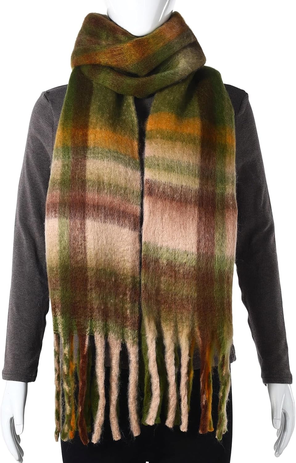 AUSEKALY Women's Scarf Big Colorful Thick Blanket Wrap Winter Oversized Warm Chunky Scarves Solid - Image 2