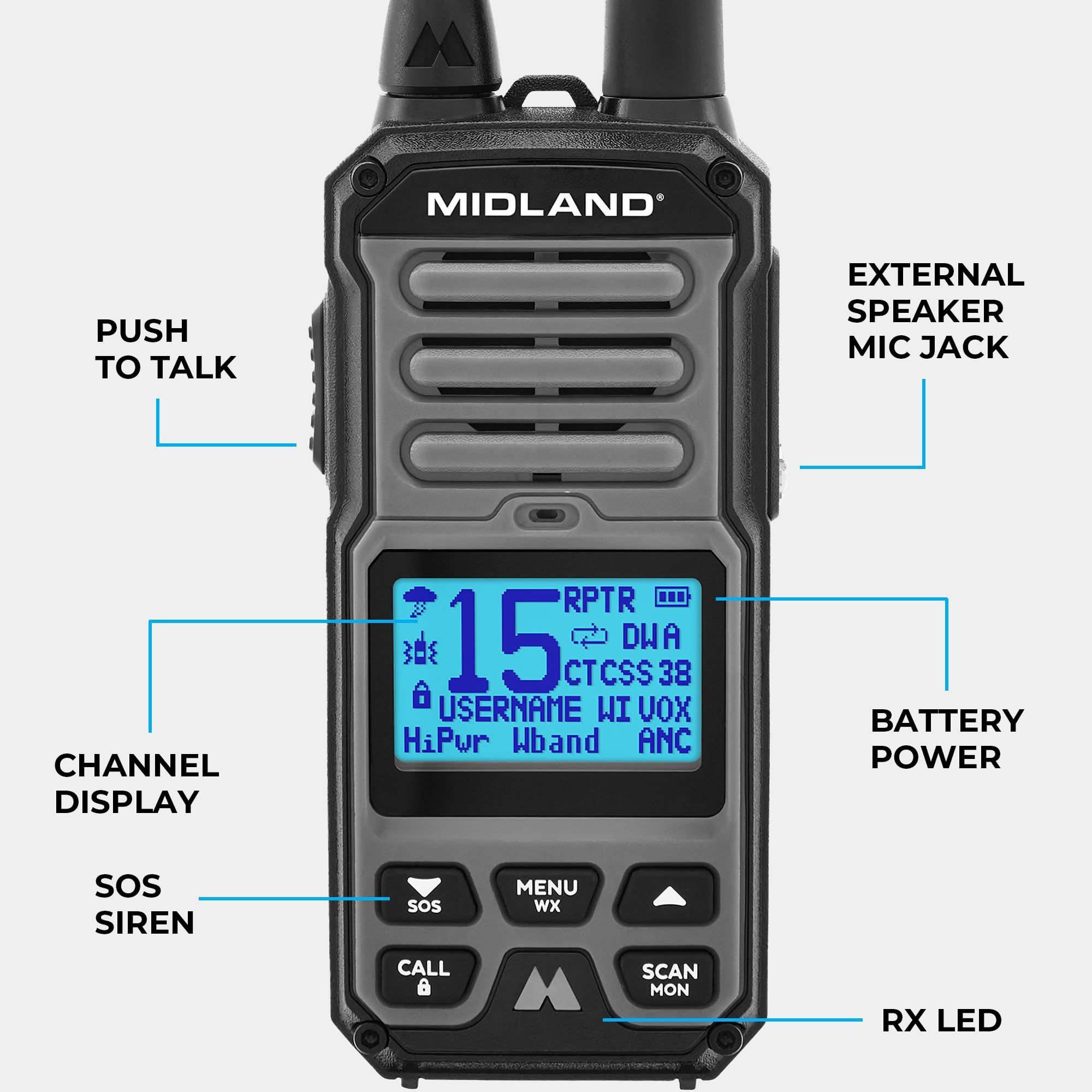 Midland GXT67 Pro GMRS Radio - Long Range Walkie Talkie -2 Midland GXT67 Pro GMRS Radio - Long Range Walkie Talkie -2