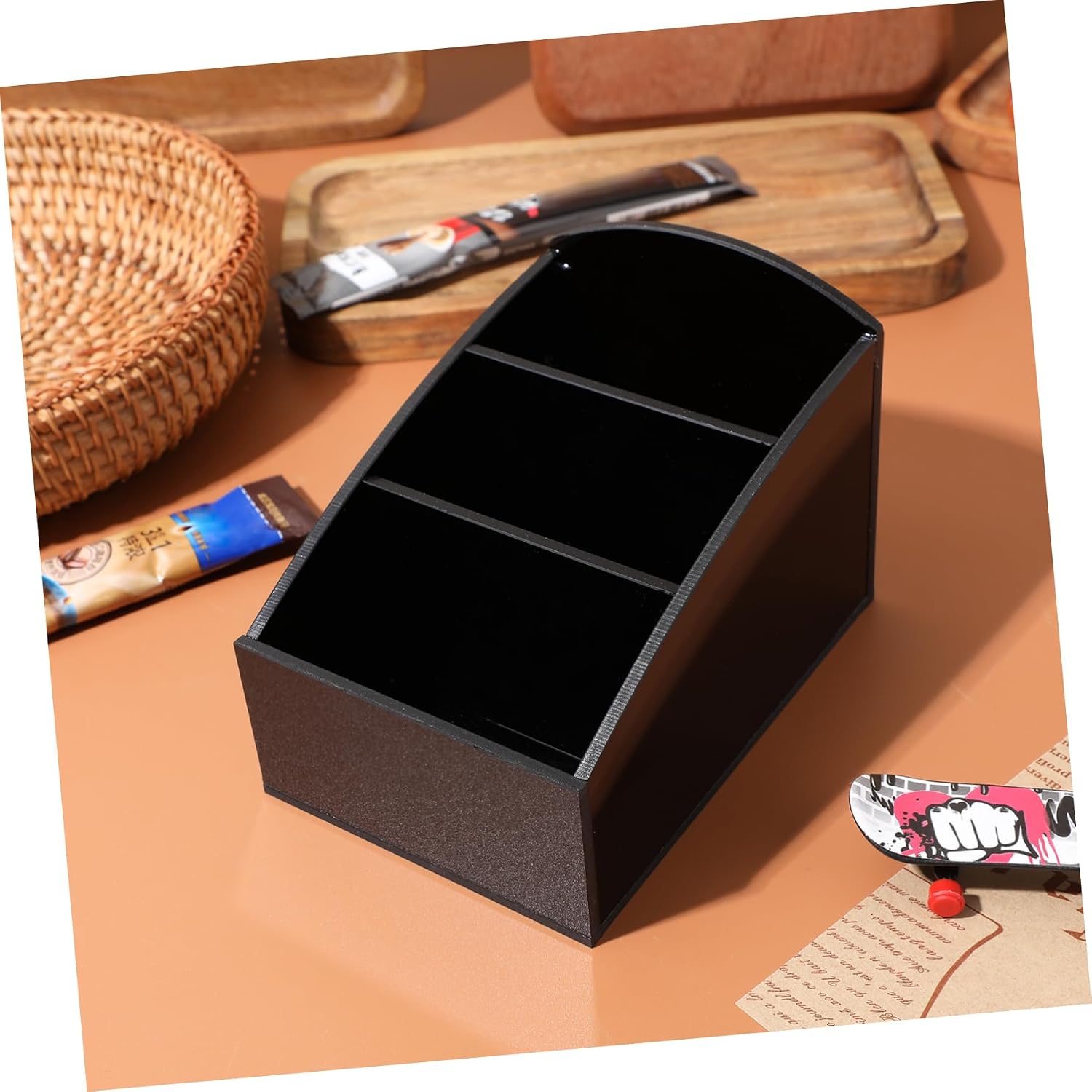 SOLUSTRE Coffee Station Organizer Sugar Bag Holder Compartments Sturdy Storage Box for Tea and Coffee for Home and Office Use