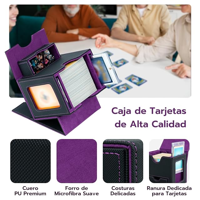 Foto 3 de 7 de Tolesum Caja de Cartas para MTG, Card Deck Box para 100+ Cartas con 2 Pantallas Commander, Magnetic Flip Box…