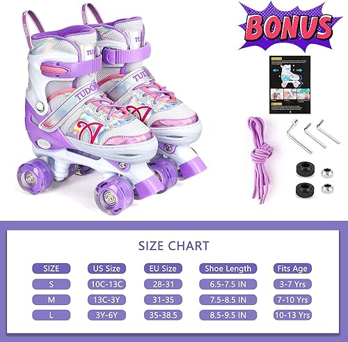 Miniatura 7 de Shine Skates - Patines ajustables de 4 tamaños con ruedas iluminadas para niñas, adolescentes, patines de exterior para principiantes y avanzados,
