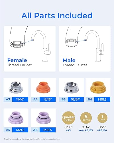 Miniatura 9 de Waterdrop Filtro de agua para grifo de fregadero, sistema de filtro de agua de encimera certificado NSF/ANSI 42, grifo de acero inoxidable de 5