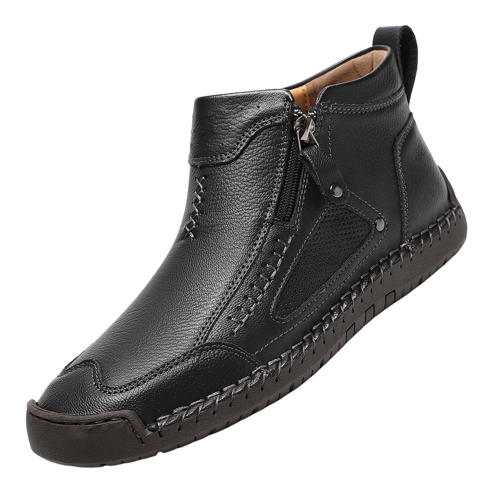 Scarpe da passeggio da uomo in pelle alla caviglia casual con zip laterale scarpe da uomo scarpe da passeggio corsa palestra slip on tennis scarpe da jogging stivali da trekking antiscivolo suola