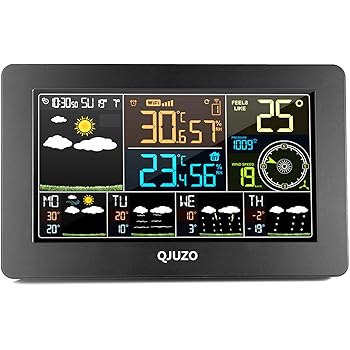 Qjuzo Station Meteo Interieur Exterieur Connectee Wifi Pour Smartphone Capteur Sans Fil Thermometre Hygrometre Barometre Sonometre Qualite De L Air Controle App Mobile Amazon Fr Cuisine Maison