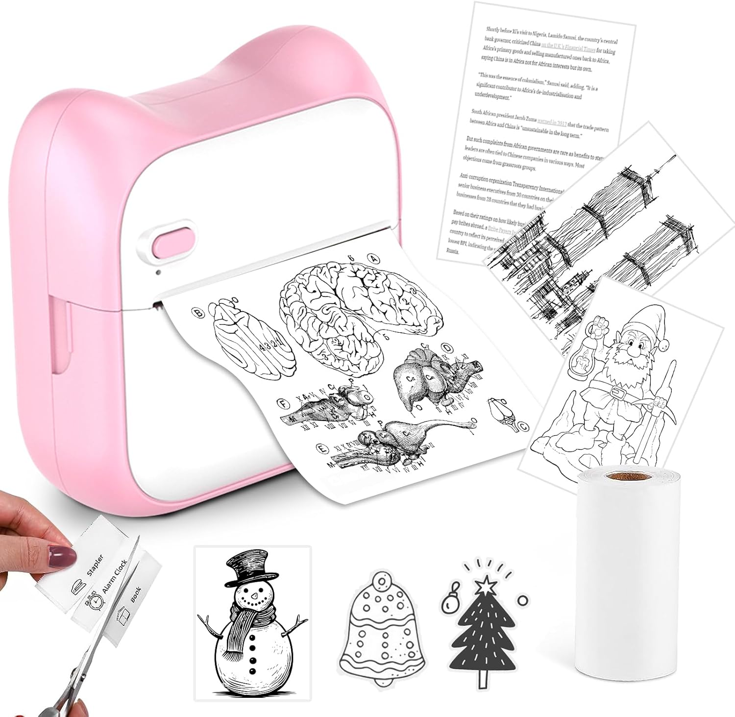 FasionMior Mini Printer Sticker Maker, Portable Bluetooth