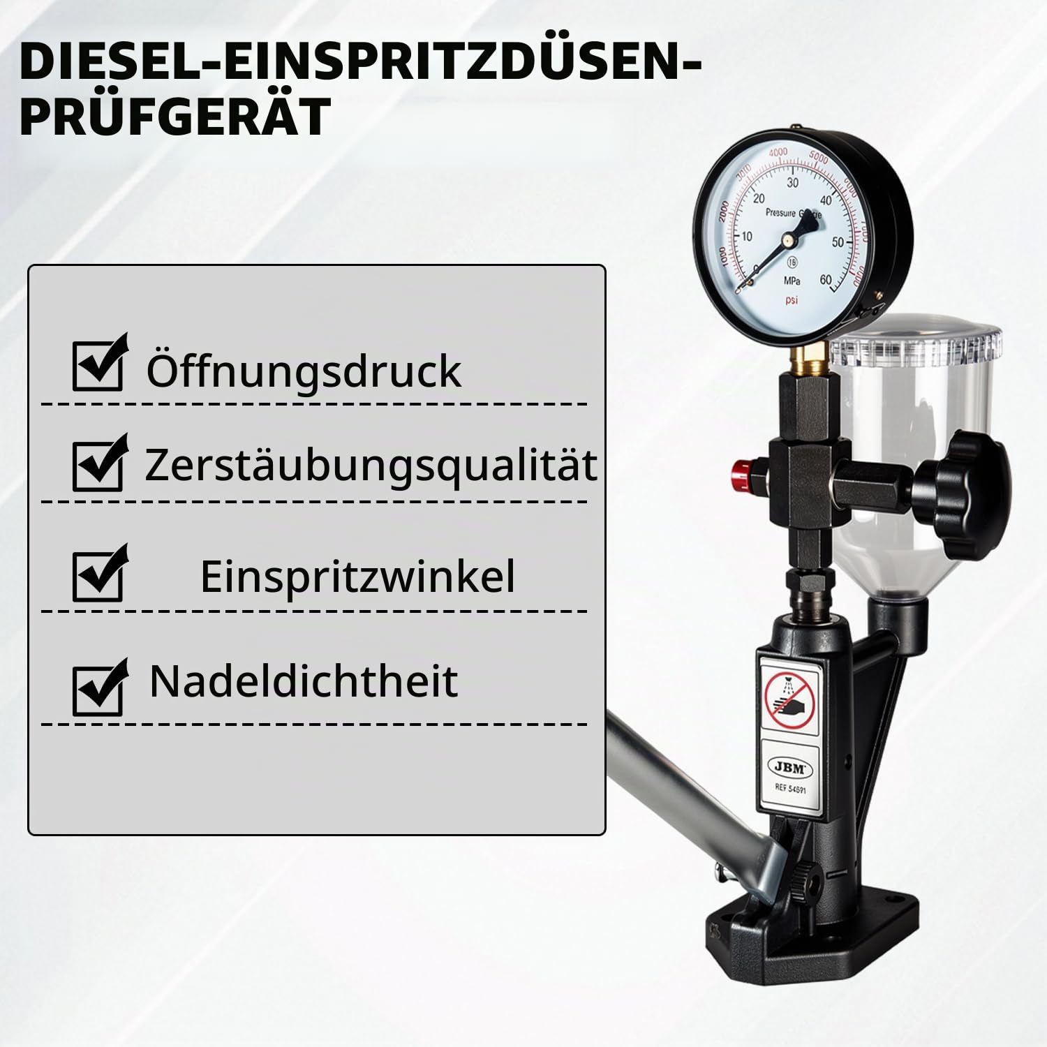 Einspritzdüsen Prüfgerät, Diesel Einspritzdüsen mit Doppelter Skalierung, 600 bar Tester Druckprüfgerät, Diesel-Injektor-Durchflussprüfgerat für die Reparatur von Auto, Lkw- Oder Traktoren