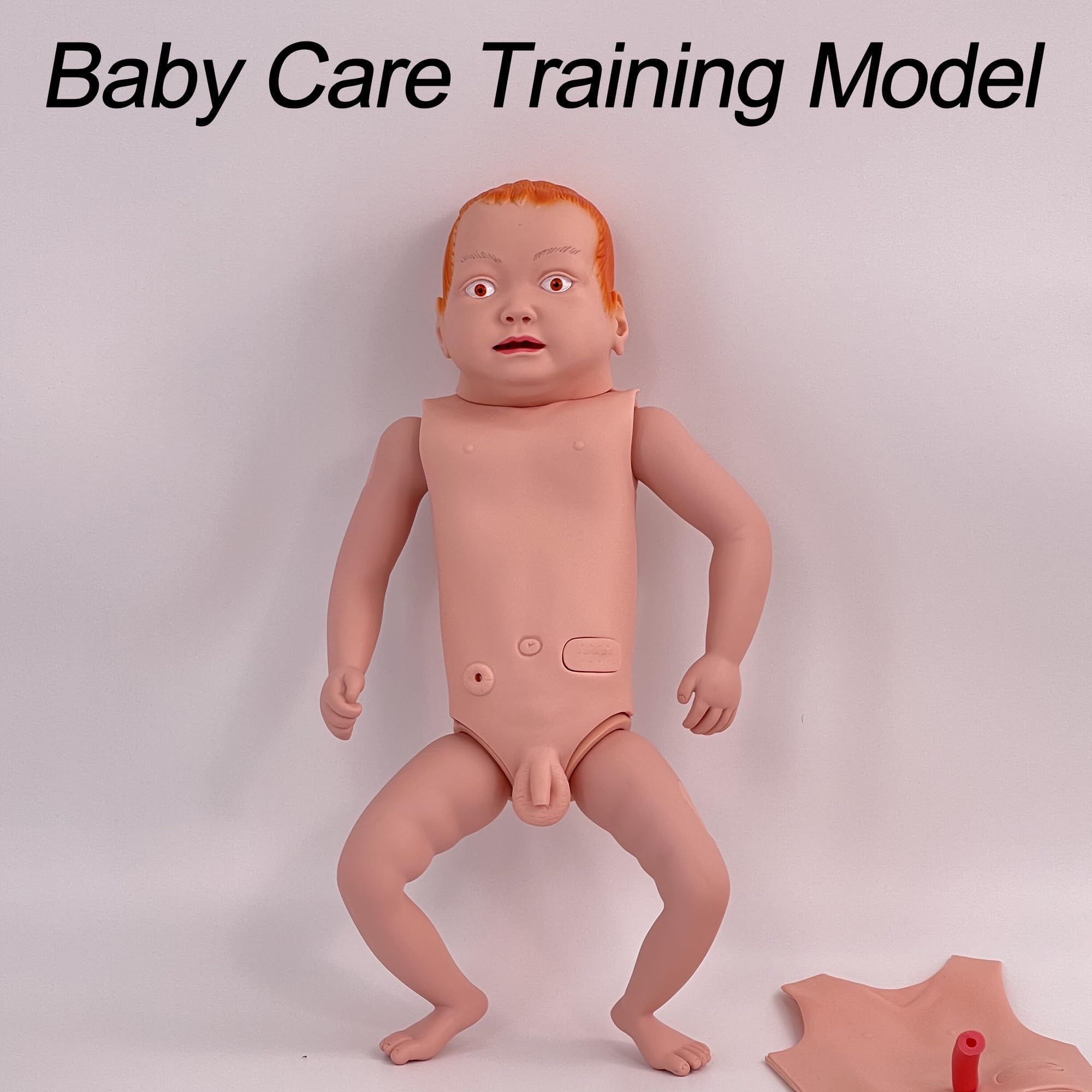 Pflegemodell für Neugeborene, Ganzkörper-Baby-Pflegepuppe mit austauschbarer Geschlechtshaut und Aufbewahrungstasche für Lehrmittel für die medizinische Ausbildung in der Krankenpflege