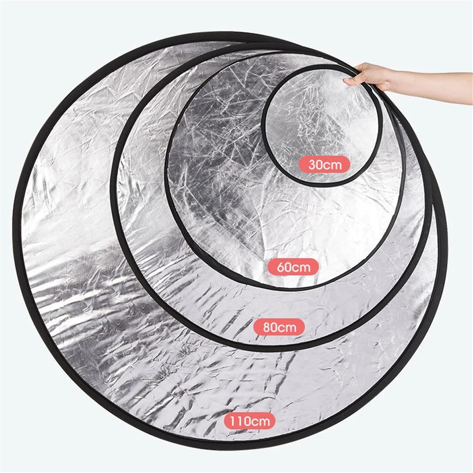 Reflector de luz, Reflector de fotografía portátil Plegable luz Suave Redondo 2 en 1, 5 en 1 Varios tamaños(2 in 1-110cm)
