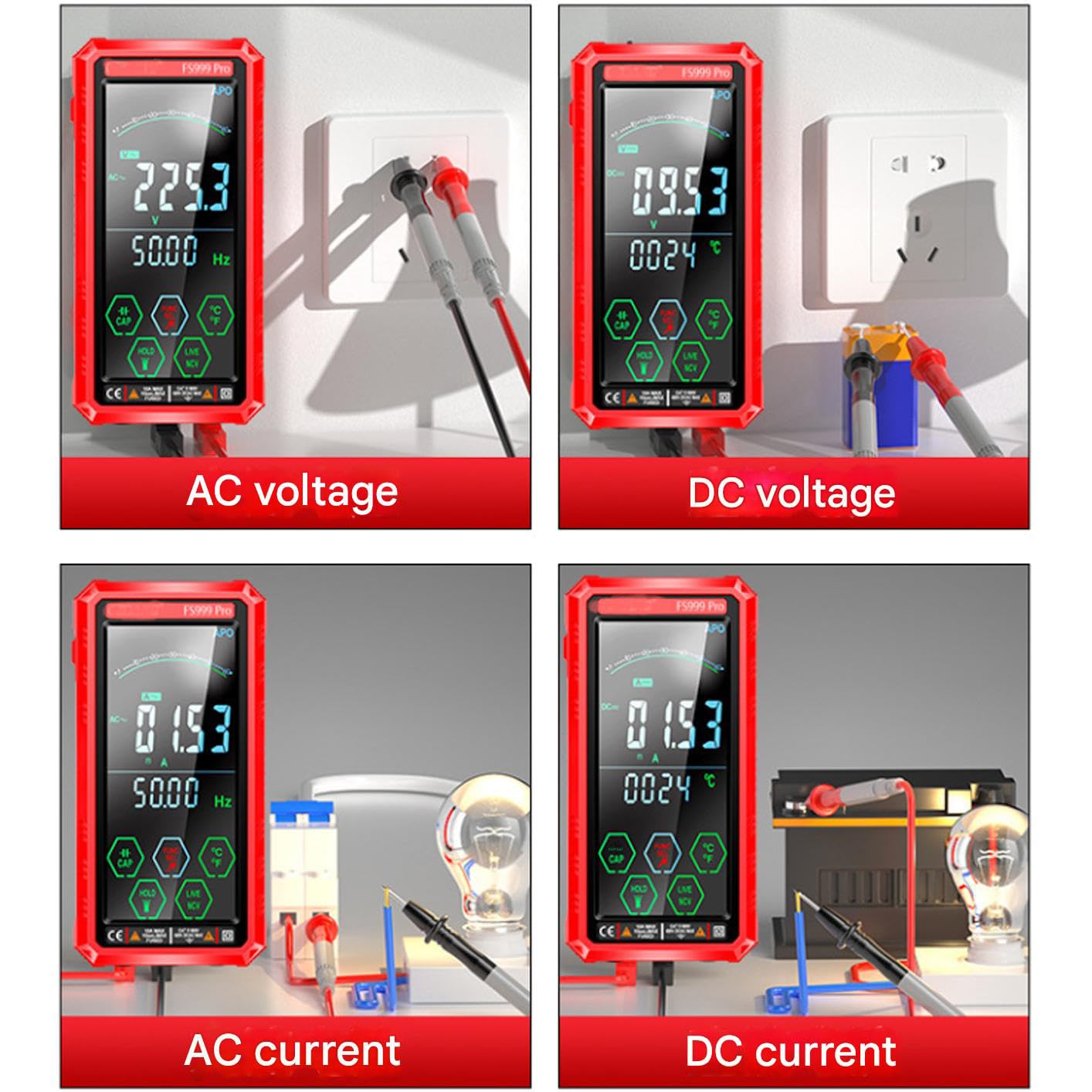 Smart Digital Multimeter, Fully Automatic True RMS TRMS 6000 Count Digital Voltmeter - USB Rechargeable Multimeter for Home Automotive Industrial Electrical Repairs (Color Screen)