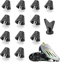 12Pcs Football Studs, Plastic Nylon Rugby Boots Studs Replacement for Men Boy Kids Adults Shoes, Compatible with Nike Compatible with Puma Complimentary Wrench 8Pcs 13mm&4Pcs 16mm Black