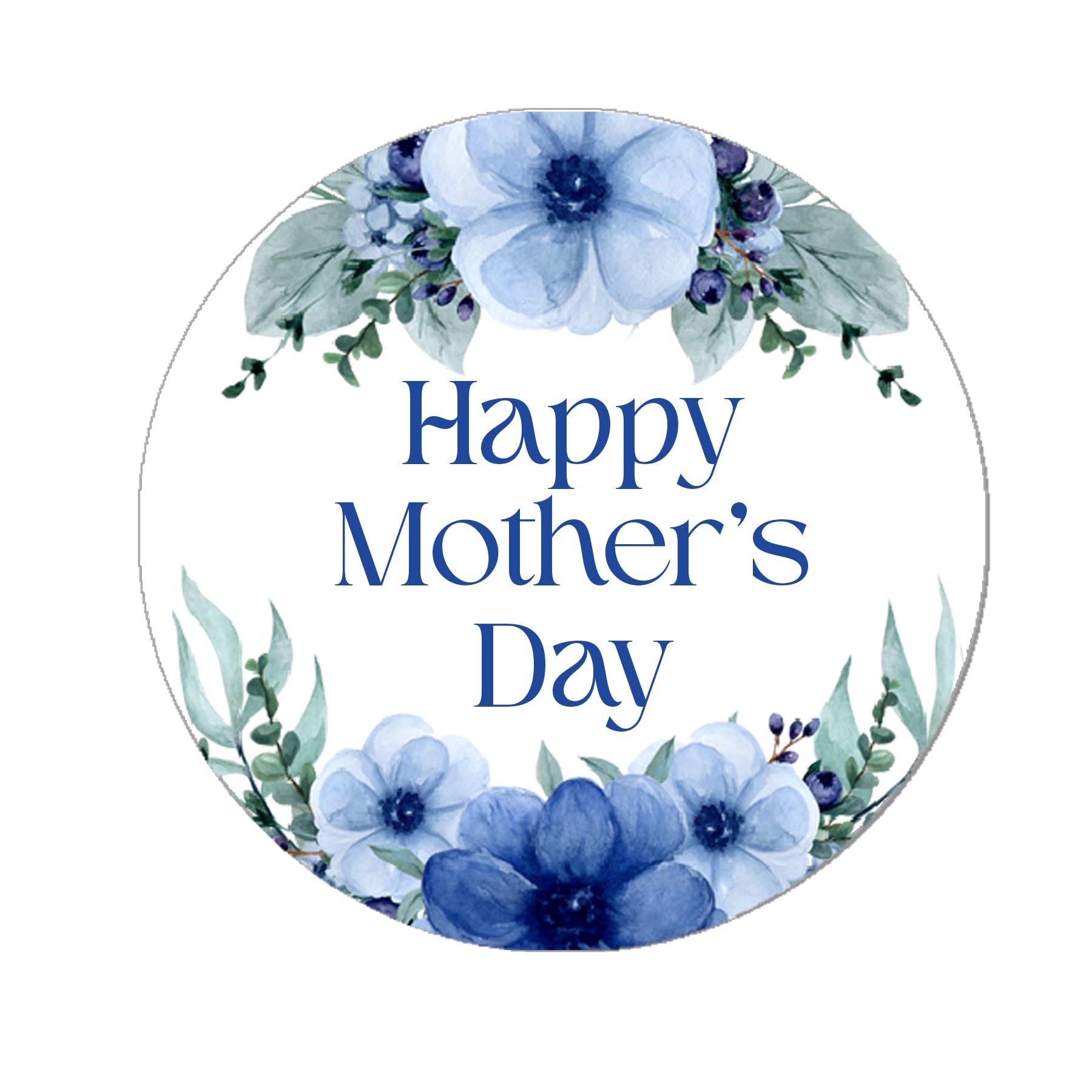 Treasured Forever Limited Blue Floral Happy Mother's Day Stickers - Wax Melts, Business Red, White Sticker Sweet Sweet Cone Bags - 24 (45Mm) Stickers