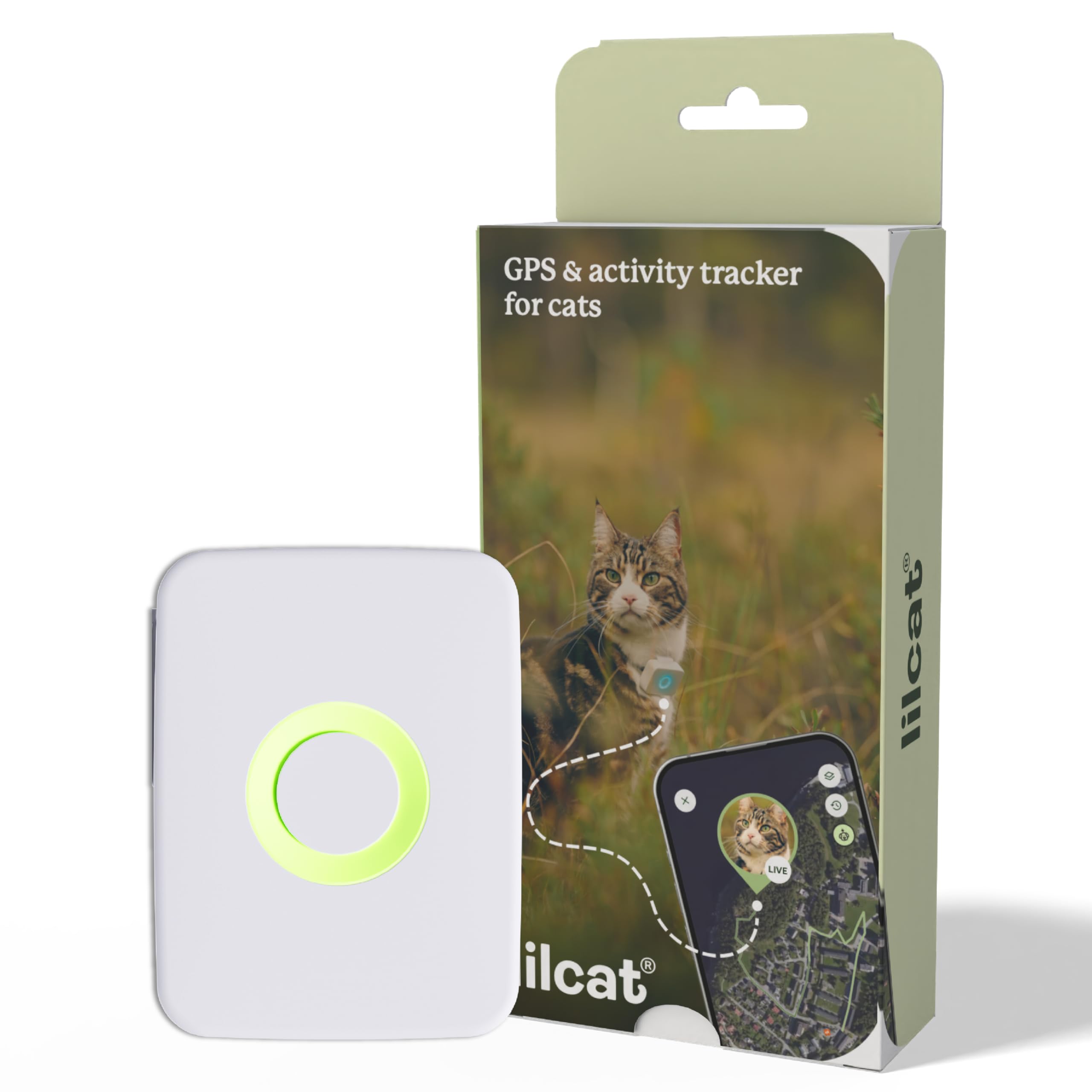 Lilcat 2 GPS y rastreador de Actividad para Gatos, Impermeable, Ligero, a Prueba de Golpes, Seguimiento GPS en Vivo e historial de ubicación, Contador de Pasos y Monitor de Actividad, Fabricado en