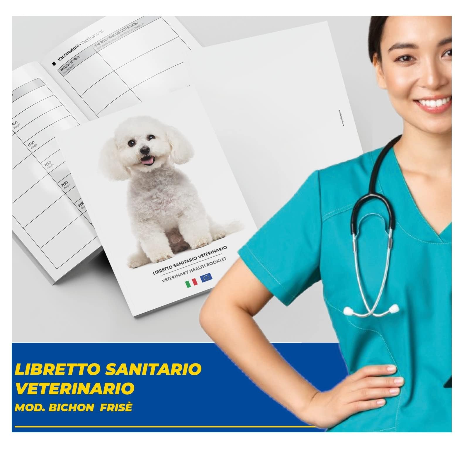LIBRETTO SANITARIO VETERINARIO 15X21 CM - Bichon Frisé - ideale per i nostri amici a 4 zampe (25)
