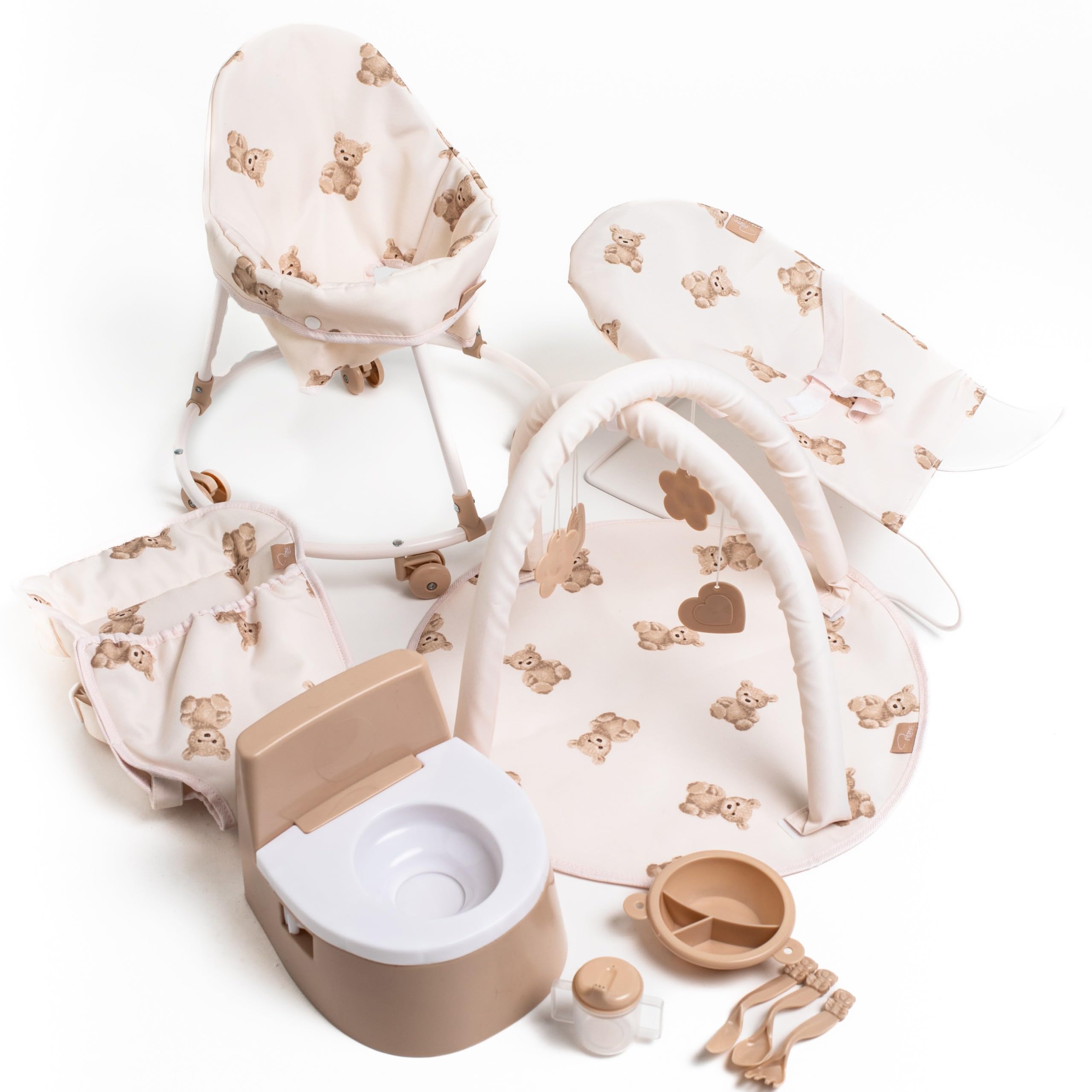 Roma 10-in-1 Baby Doll Accessories Mega Set – Doll Carrier, Baby Walker, Bouncer, Play Gym & Potty Training Toys for 26-45cm Dolls & Teddies – Toddler Imaginative Play Gift, Ages 3+ (Teddy) — image 1