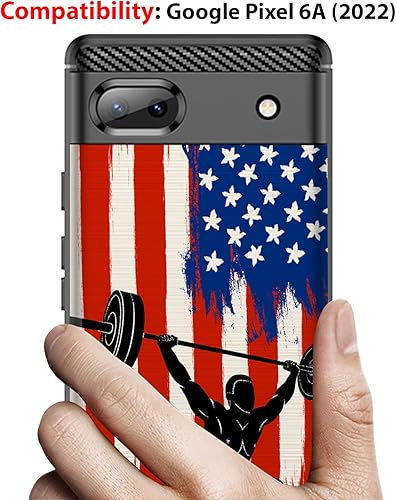 Miniatura 2 de CasesOnDeck Case Compatible with Google Pixel 6A (2022) Pixel 6A Case Slim TPU Carbon Fiber Accent Scratch and Drop Protector USA Sporst Flag Theme