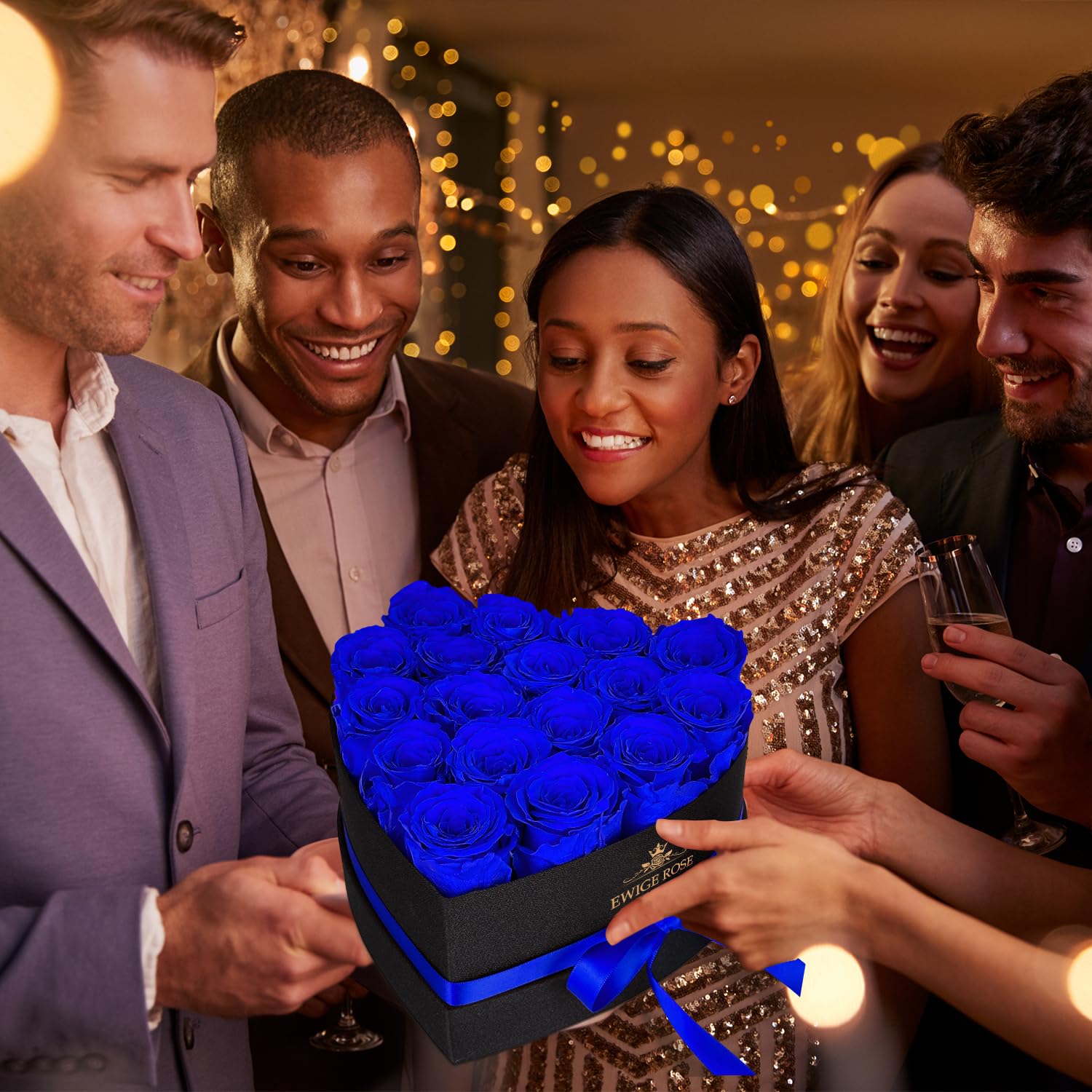 17 Rose Infinity, Regalo di Rose Blu Eterne per Donne, Rosa Conservata in Scatola a Forma di Cuore per Donne, Madre per Compleanno, Anniversario, San Valentino, Festa della Mamma, Natale